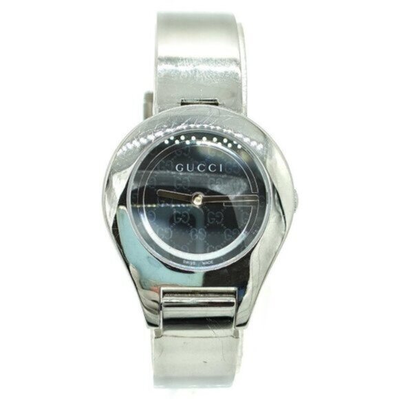 Gucci Watch 6700L  Black X Silver Bangle Watch 103-082625 - Picture 1 of 9